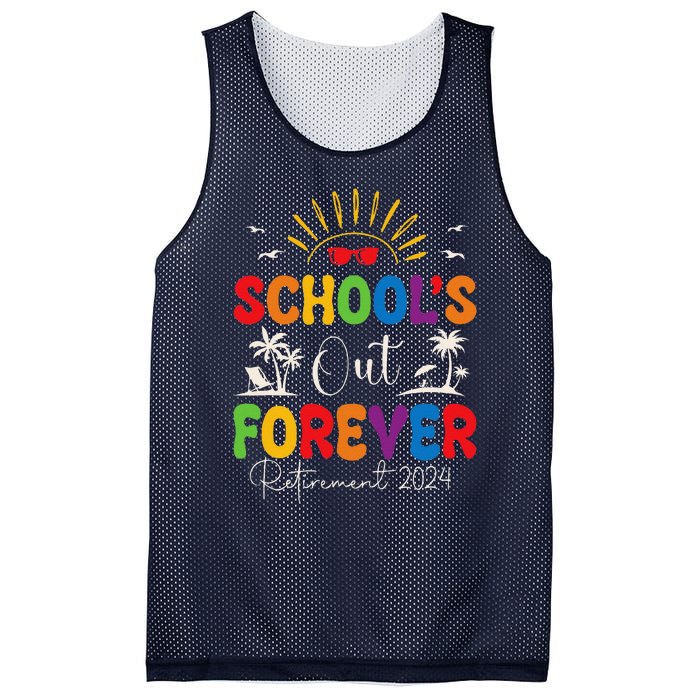 Summer Vacation Retro SchoolS Out Forever Retirement 2024 Mesh Reversible Basketball Jersey Tank