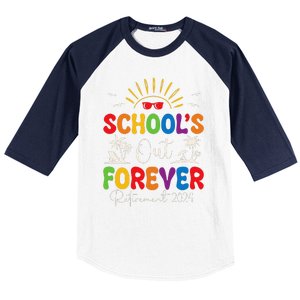 Summer Vacation Retro SchoolS Out Forever Retirement 2024 Baseball Sleeve Shirt