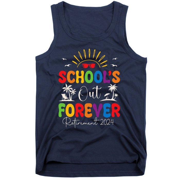 Summer Vacation Retro SchoolS Out Forever Retirement 2024 Tank Top