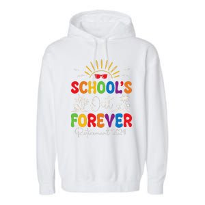 Summer Vacation Retro SchoolS Out Forever Retirement 2024 Garment-Dyed Fleece Hoodie