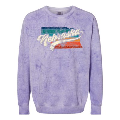 Sunset Vintage Retro Nebraska Home State Ne 70s 80s Style Colorblast Crewneck Sweatshirt