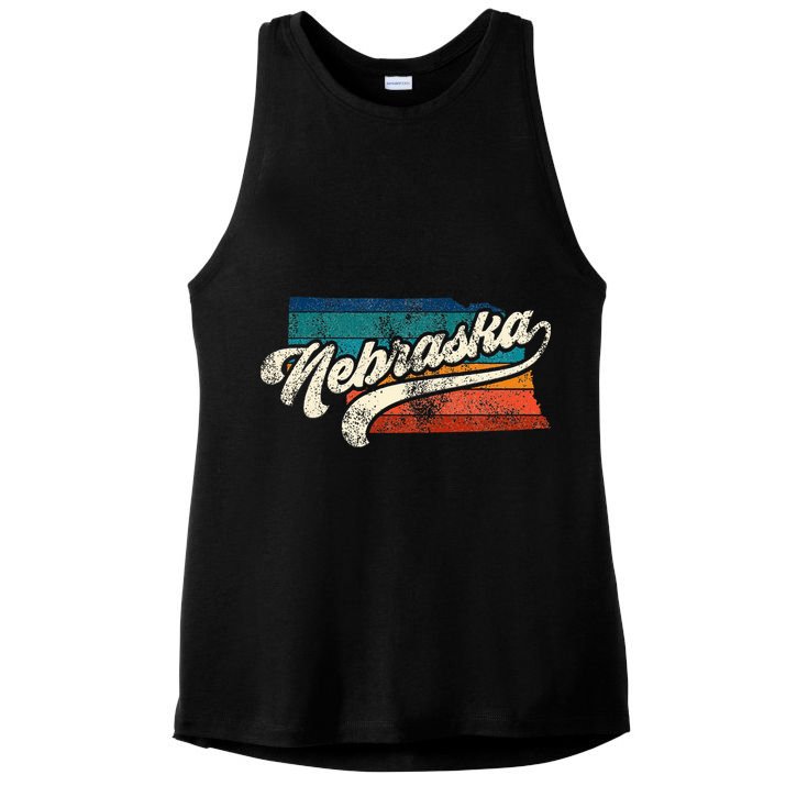 Sunset Vintage Retro Nebraska Home State Ne 70s 80s Style Ladies PosiCharge Tri-Blend Wicking Tank