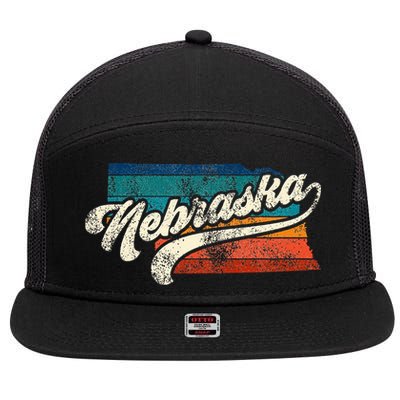 Sunset Vintage Retro Nebraska Home State Ne 70s 80s Style 7 Panel Mesh Trucker Snapback Hat