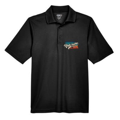 Sunset Vintage Retro Nebraska Home State Ne 70s 80s Style Men's Origin Performance Pique Polo