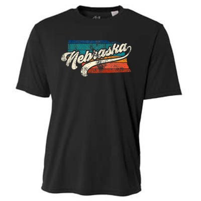 Sunset Vintage Retro Nebraska Home State Ne 70s 80s Style Cooling Performance Crew T-Shirt