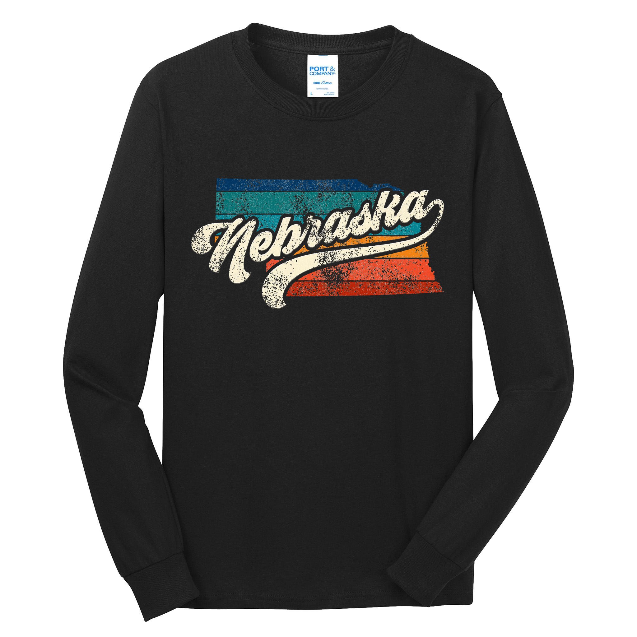 Sunset Vintage Retro Nebraska Home State Ne 70s 80s Style Tall Long Sleeve T-Shirt