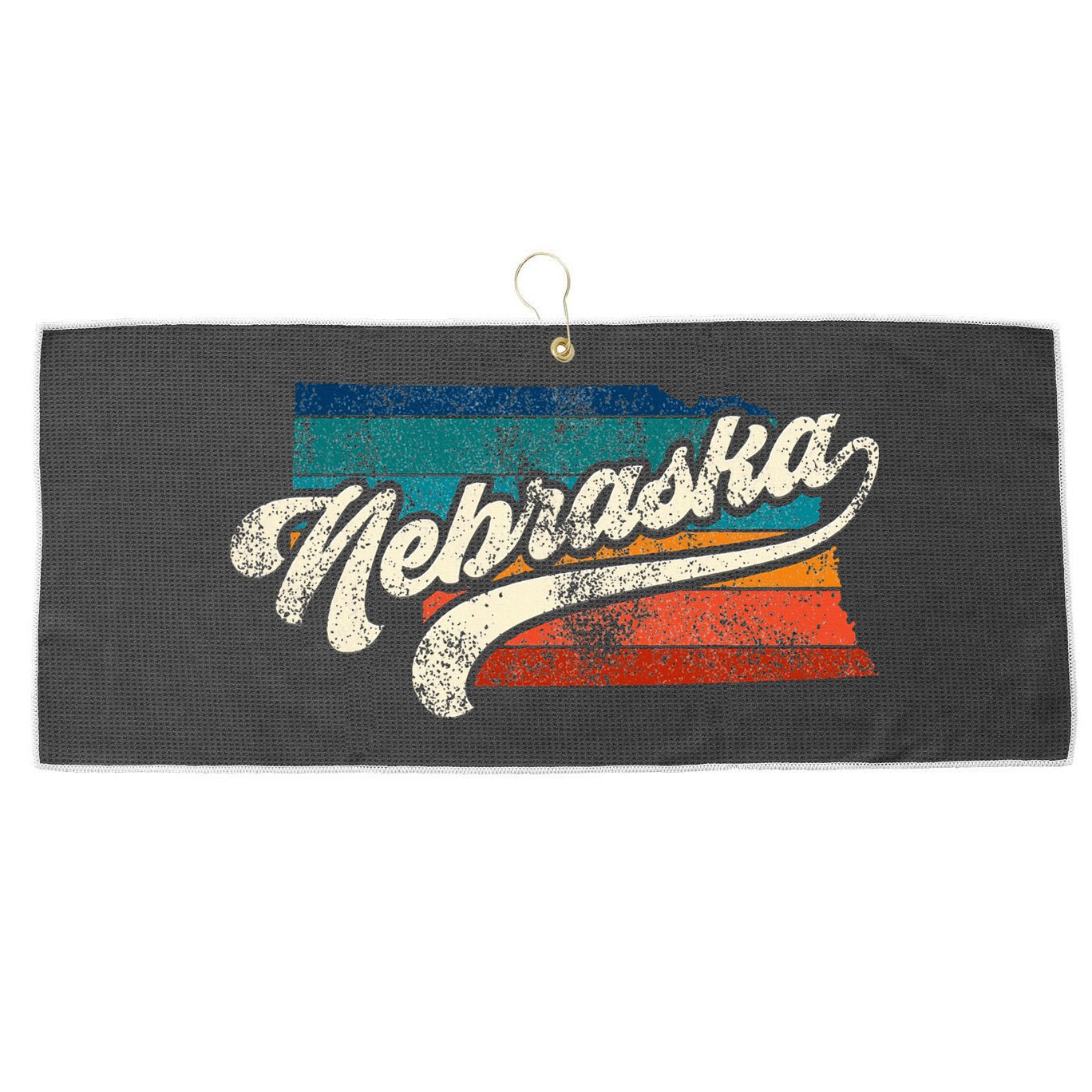 Sunset Vintage Retro Nebraska Home State Ne 70s 80s Style Large Microfiber Waffle Golf Towel