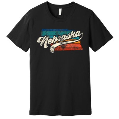 Sunset Vintage Retro Nebraska Home State Ne 70s 80s Style Premium T-Shirt