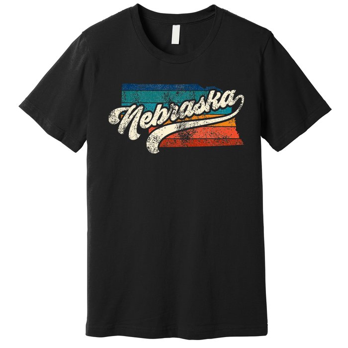 Sunset Vintage Retro Nebraska Home State Ne 70s 80s Style Premium T-Shirt