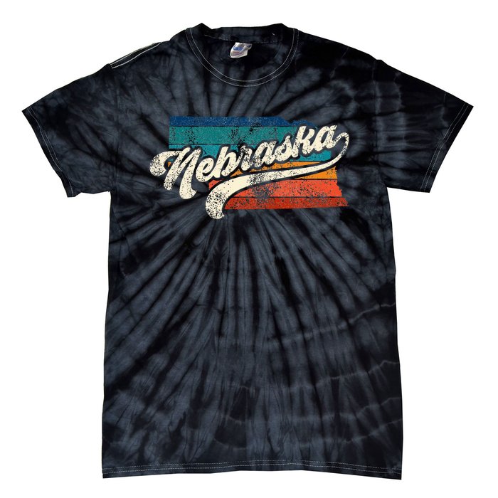 Sunset Vintage Retro Nebraska Home State Ne 70s 80s Style Tie-Dye T-Shirt