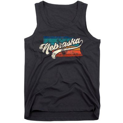 Sunset Vintage Retro Nebraska Home State Ne 70s 80s Style Tank Top