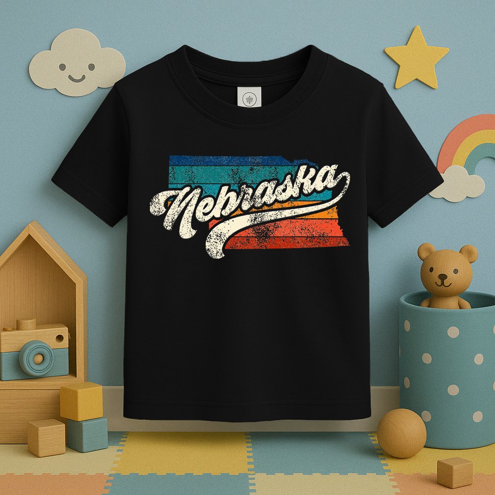 Sunset Vintage Retro Nebraska Home State Ne 70s 80s Style Toddler T-Shirt