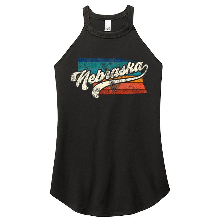 Sunset Vintage Retro Nebraska Home State Ne 70s 80s Style Women's Perfect Tri Rocker Tank