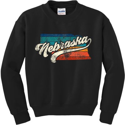 Sunset Vintage Retro Nebraska Home State Ne 70s 80s Style Kids Sweatshirt