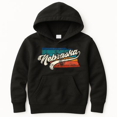 Sunset Vintage Retro Nebraska Home State Ne 70s 80s Style Kids Hoodie