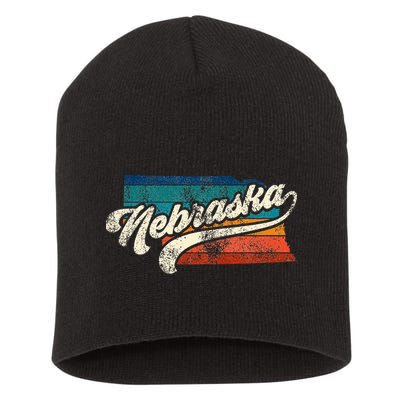 Sunset Vintage Retro Nebraska Home State Ne 70s 80s Style Short Acrylic Beanie