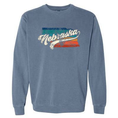 Sunset Vintage Retro Nebraska Home State Ne 70s 80s Style Garment-Dyed Sweatshirt