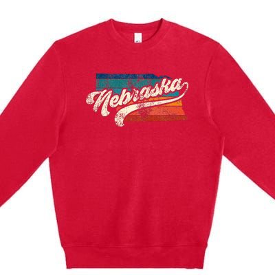 Sunset Vintage Retro Nebraska Home State Ne 70s 80s Style Premium Crewneck Sweatshirt