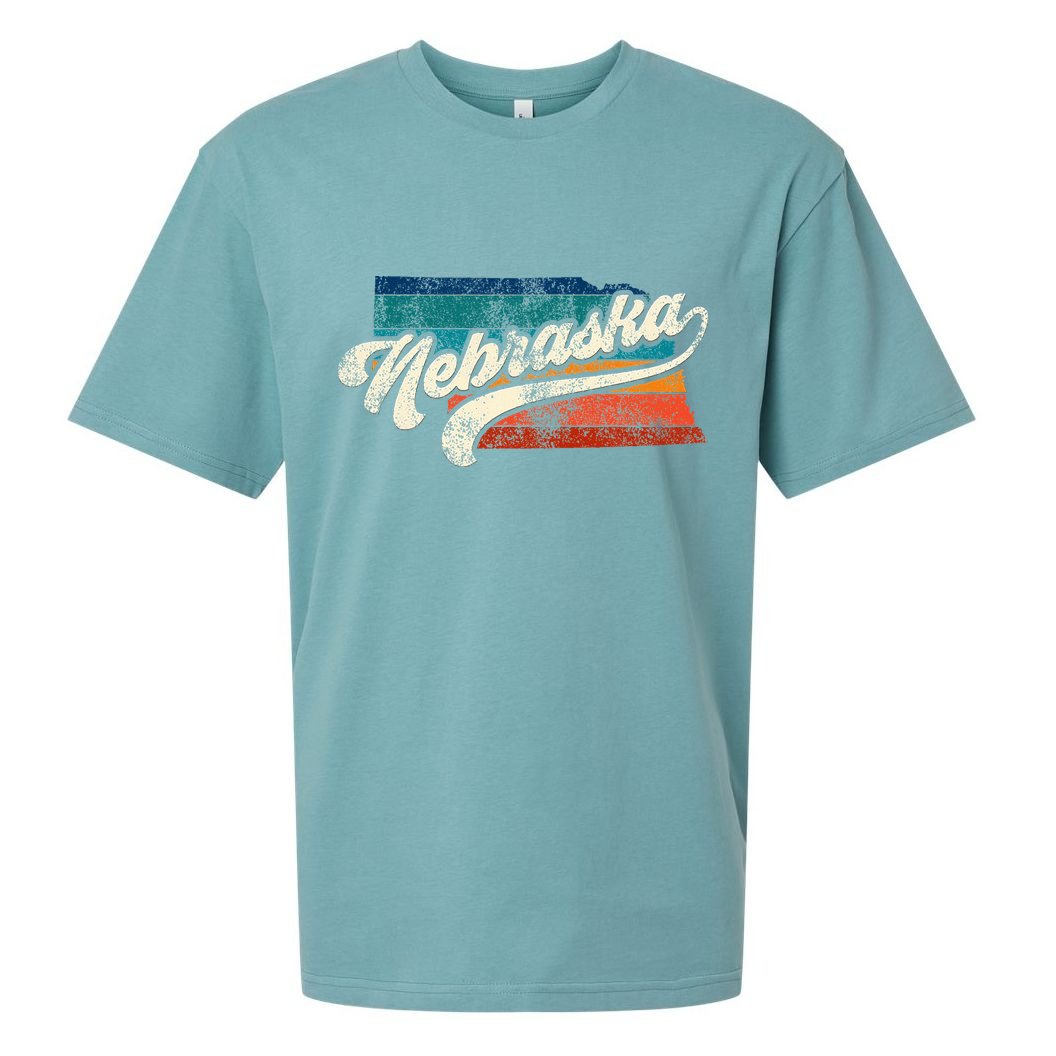 Sunset Vintage Retro Nebraska Home State Ne 70s 80s Style Sueded Cloud Jersey T-Shirt