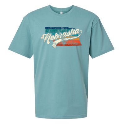 Sunset Vintage Retro Nebraska Home State Ne 70s 80s Style Sueded Cloud Jersey T-Shirt