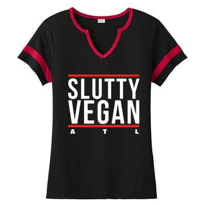 Slutty Vegan Run Slutty Ladies Halftime Notch Neck Tee