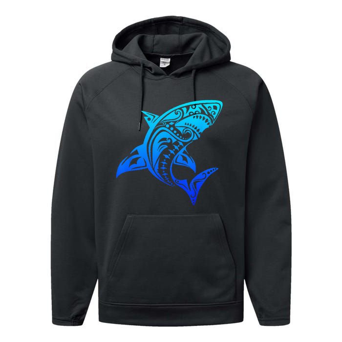 Shark Vintage Retro Throwback Vacation Performance Fleece Hoodie