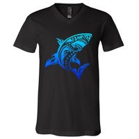 Shark Vintage Retro Throwback Vacation V-Neck T-Shirt