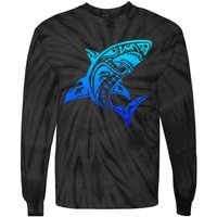 Shark Vintage Retro Throwback Vacation Tie-Dye Long Sleeve Shirt