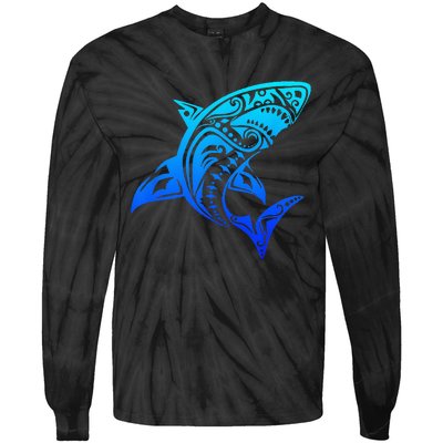 Shark Vintage Retro Throwback Vacation Tie-Dye Long Sleeve Shirt