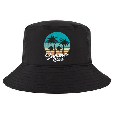 Summer Vibes Retro Sunset Vintage Palm Tree Cool Comfort Performance Bucket Hat