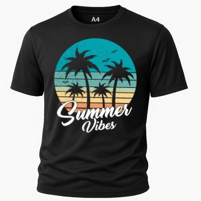 Summer Vibes Retro Sunset Vintage Palm Tree Performance Shirt