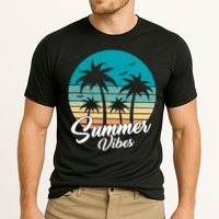 Summer Vibes Retro Sunset Vintage Palm Tree Cooling Performance Crew T-Shirt