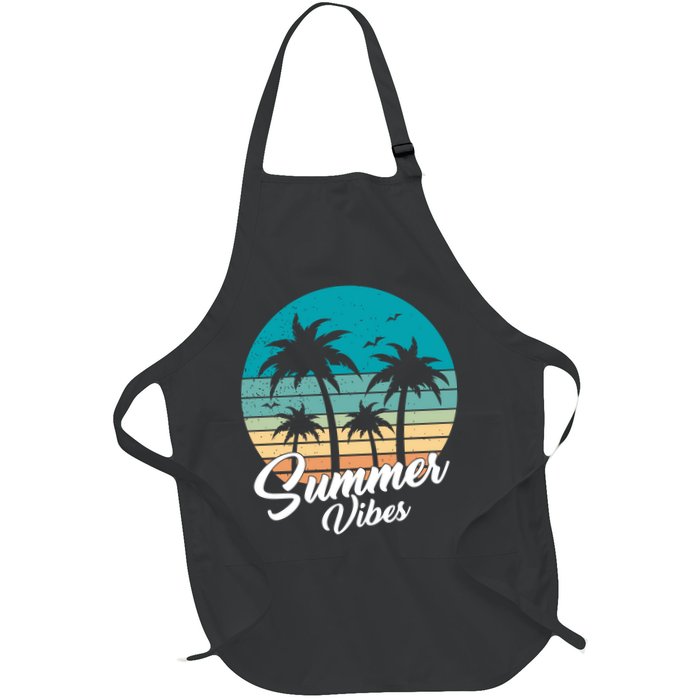 Summer Vibes Retro Sunset Vintage Palm Tree Apron