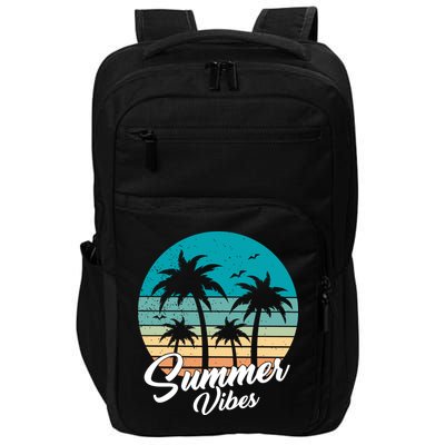 Summer Vibes Retro Sunset Vintage Palm Tree Impact Tech Backpack