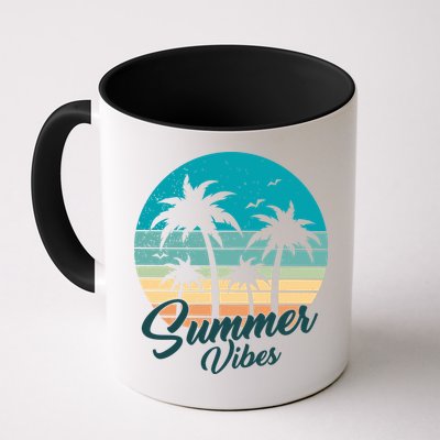 Summer Vibes Retro Sunset Vintage Palm Tree Mug