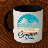 Summer Vibes Retro Sunset Vintage Palm Tree Mug