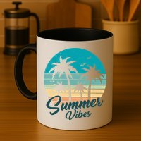 Summer Vibes Retro Sunset Vintage Palm Tree Mug