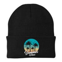 Summer Vibes Retro Sunset Vintage Palm Tree Beanie