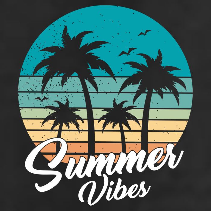 Summer Vibes Retro Sunset Vintage Palm Tree Beanie