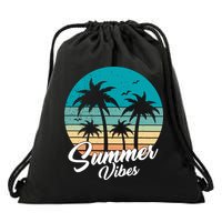 Summer Vibes Retro Sunset Vintage Palm Tree Drawstring Bag