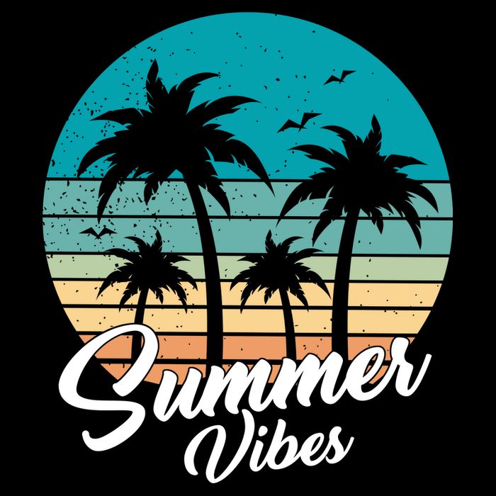 Summer Vibes Retro Sunset Vintage Palm Tree Drawstring Bag