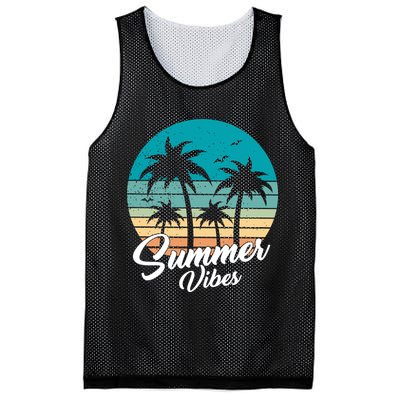 Summer Vibes Retro Sunset Vintage Palm Tree Mesh Reversible Basketball Jersey Tank