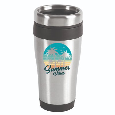 Summer Vibes Retro Sunset Vintage Palm Tree 16oz Travel Tumbler