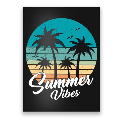Summer Vibes Retro Sunset Vintage Palm Tree Poster