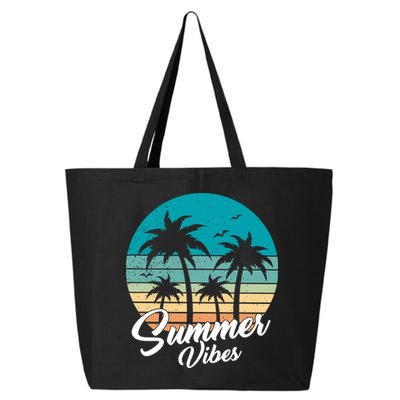 Summer Vibes Retro Sunset Vintage Palm Tree 25L Jumbo Tote
