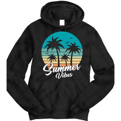 Summer Vibes Retro Sunset Vintage Palm Tree Tie Dye Hoodie