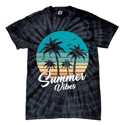 Summer Vibes Retro Sunset Vintage Palm Tree Tie-Dye T-Shirt