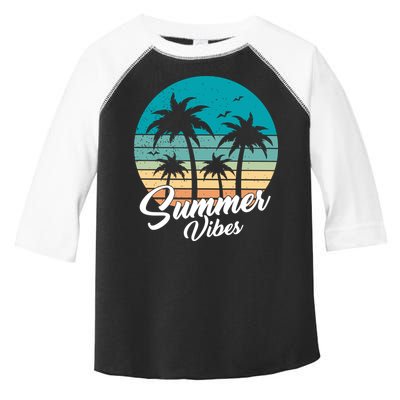 Summer Vibes Retro Sunset Vintage Palm Tree Toddler Fine Jersey T-Shirt