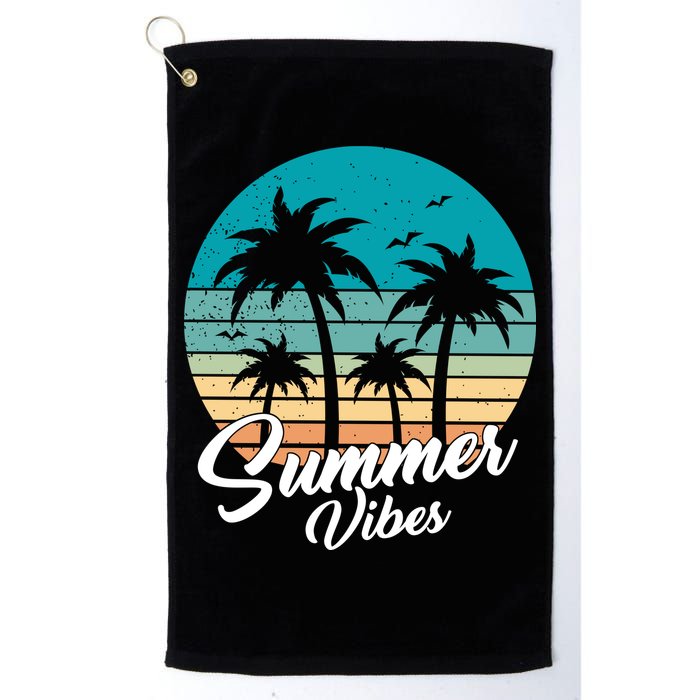Summer Vibes Retro Sunset Vintage Palm Tree Golf Towel
