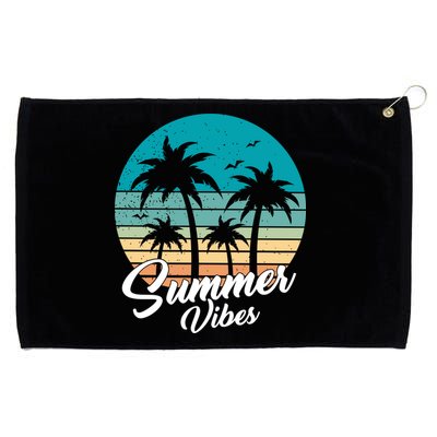 Summer Vibes Retro Sunset Vintage Palm Tree Grommeted Golf Towel